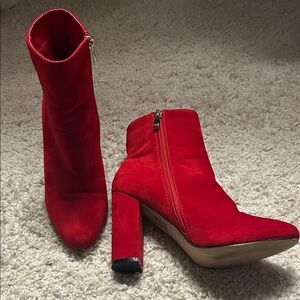 Elegant Red Women's Ankle Boots